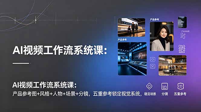 AI视频工作流系统课：产品参考图+风格+人物+场景+分镜，五重参考锁定视觉系统，稳定产出高质量视频-旺仔资源库