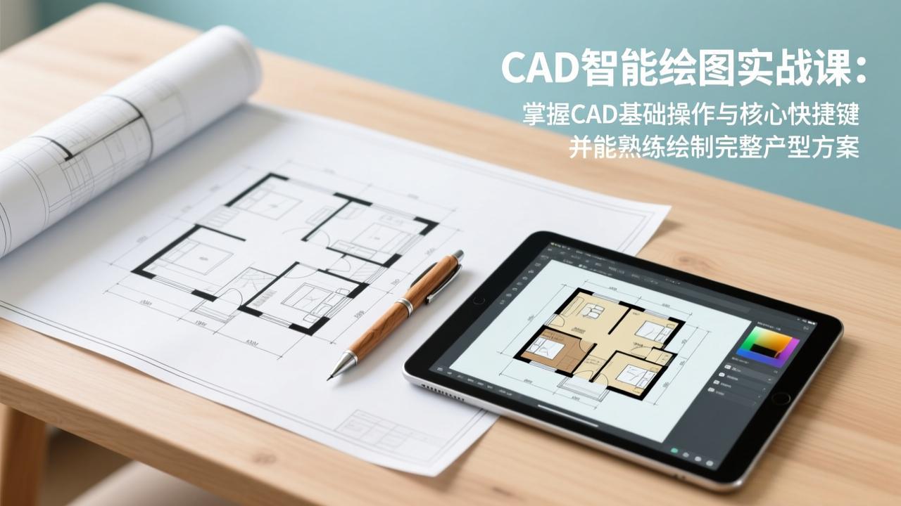 CAD智能绘图实战课：掌握CAD基础操作与核心快捷键，并能熟练绘制完整户型方案-旺仔资源库