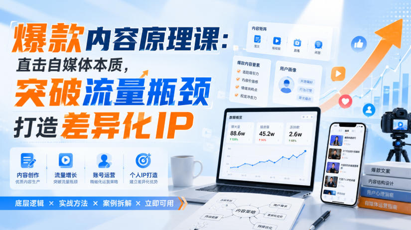 爆款内容原理课：直击自媒体本质，突破流量瓶颈打造差异化IP-旺仔资源库