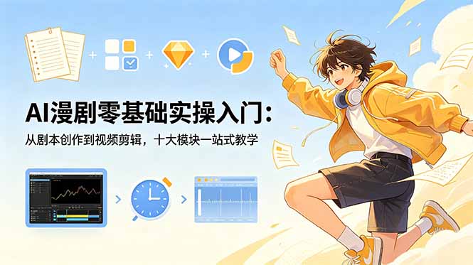 AI漫剧零基础实操入门：从剧本创作到视频剪辑，十大模块一站式教学-旺仔资源库