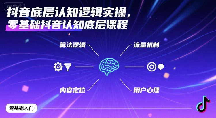 抖音底层认知逻辑实操，零基础抖音认知底层课程-旺仔资源库