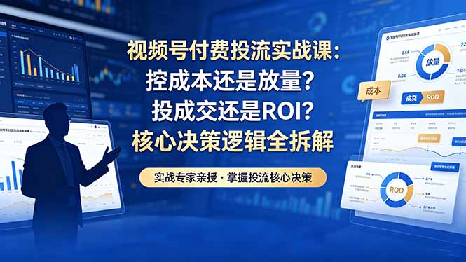 视频号付费投流实战课-5月：控成本还是放量？投成交还是ROI？核心决策逻辑全拆解-旺仔资源库