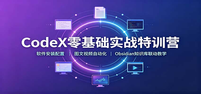 CodeX零基础实战特训营:软件安装配置,图文视频自动化,Obsidian知识库联动教学-旺仔资源库