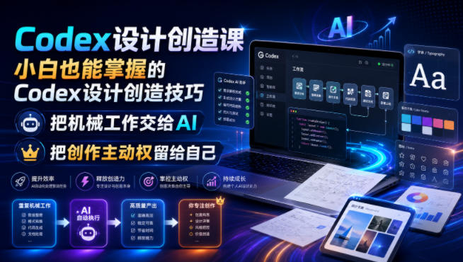 Codex设计创造课,小白也能掌握的Codex设计创造技巧,把机械工作交给AI,把创作主动权留给自己-旺仔资源库