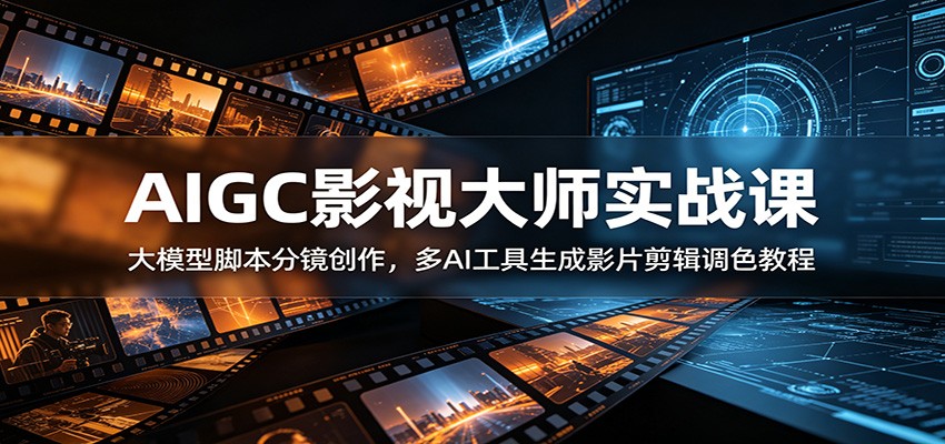 AIGC影视大师实战课:大模型脚本分镜创作,多AI工具生成影片剪辑调色教程-旺仔资源库
