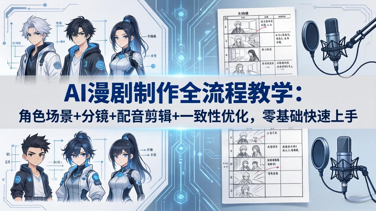 AI漫剧制作全流程教学：角色场景+分镜+配音剪辑+一致性优化，零基础快速上手-旺仔资源库