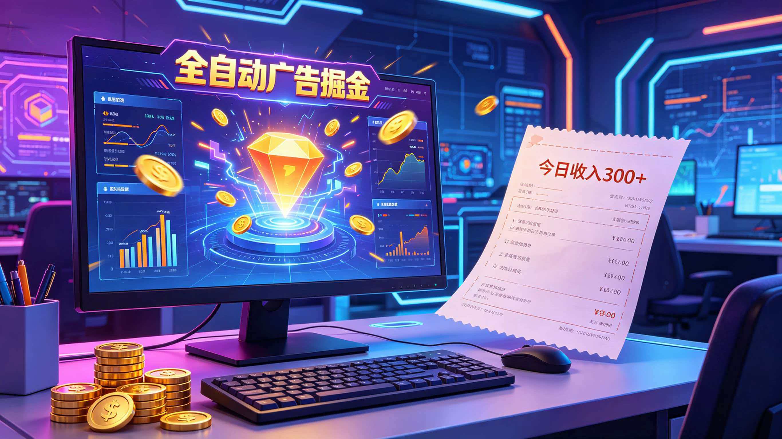 全自动广告掘金,日入300+。全程Ai自动化运行,解放双手,时间自由。收益稳定-旺仔资源库