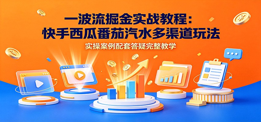 一波流掘金实战教程:快手西瓜番茄汽水多渠道玩法,实操案例配套答疑完整教学-旺仔资源库