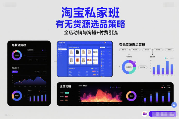 淘宝私家班,有无货源选品策略,高成功率爆款全流程打法,全店动销与淘短+付费引流(更新2026年08月17日)-旺仔资源库