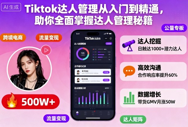 Tiktok达人管理从入门到精通,助你全面掌握达人管理秘籍-旺仔资源库