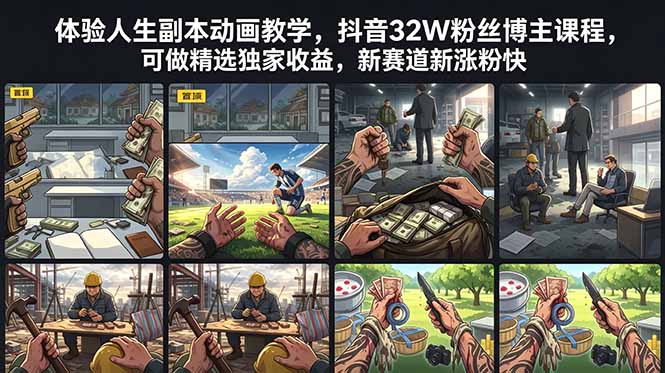 体验人生副本动画教学， 抖音32W粉丝博主课程，可做精选独家收益，新赛道新涨粉快-旺仔资源库