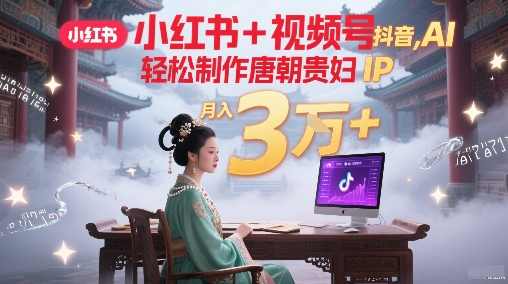 小红书+视频号+抖音，AI轻松制作唐朝贵妇IP，每天30分钟，轻松产出N条，月入3W+-旺仔资源库