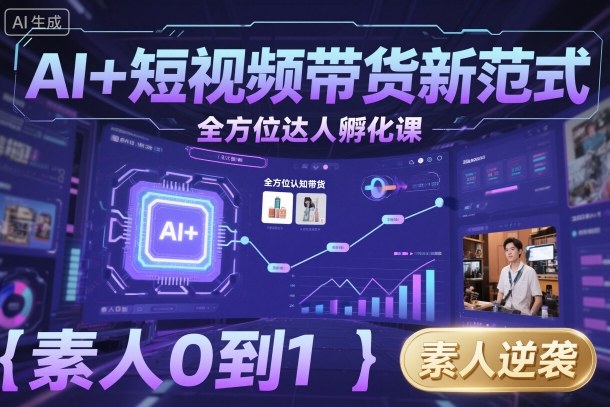 AI+短视频带货新范式全方位达人孵化课，素人也可以从0到1，全方位认知短视频带货-旺仔资源库