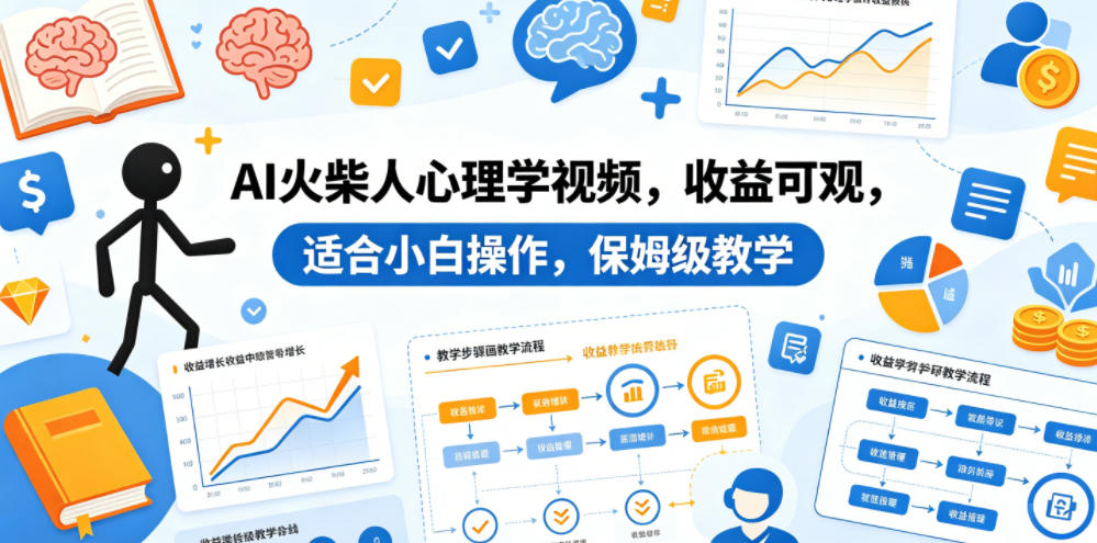AI火柴人心理学视频，收益可观，适合小白操作，保姆级教学-旺仔资源库