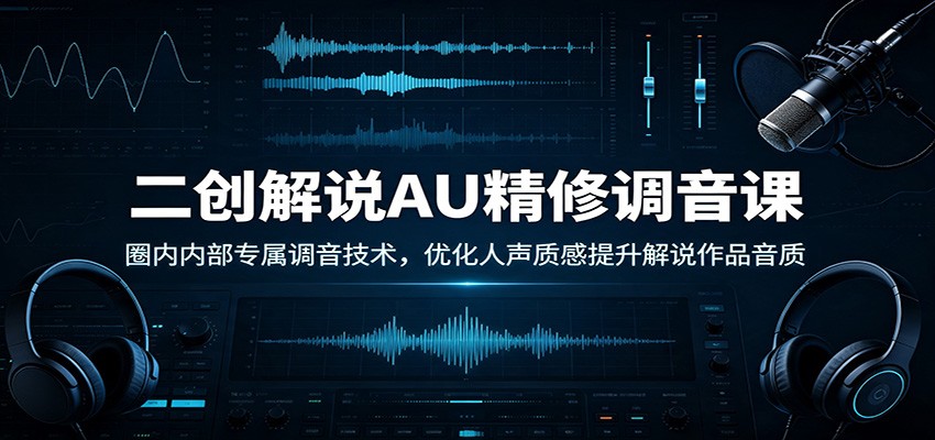 二创解说AU精修调音课:圈内内部专属调音技术,优化人声质感提升解说作品音质-旺仔资源库