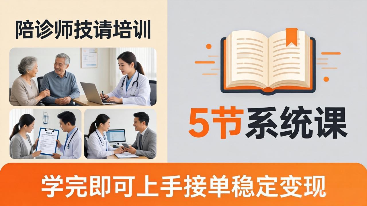 想做陪诊师不知从何下手？5节系统课教你掌握核心技能，学完即可上手接单稳定变现-旺仔资源库