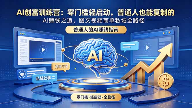 AI创富训练营:零门槛轻启动,普通人也能复制的AI赚钱之道,图文视频商单私域全路径-旺仔资源库