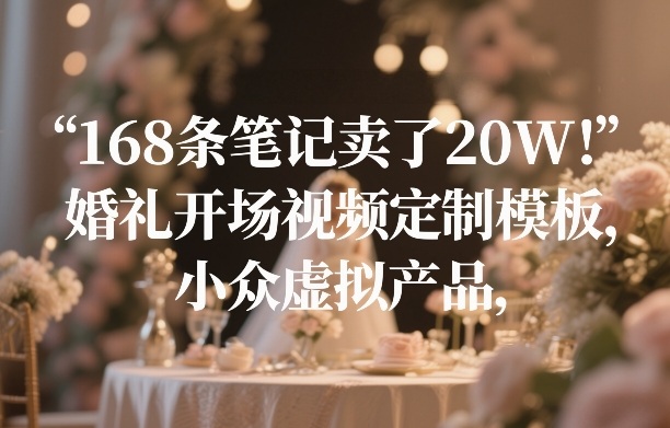 168条笔记卖了20W！婚礼开场视频定制模板，小众虚拟产品-旺仔资源库
