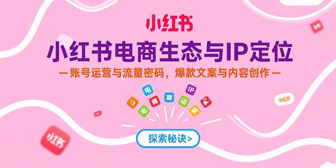 小红书电商生态与IP定位，账号运营与流量密码，爆款文案与内容创作-旺仔资源库