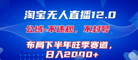 淘宝无人直播12.0，不封号，不违规，布局下半年旺季赛道，日入1k+(独家技术)【揭秘】-旺仔资源库