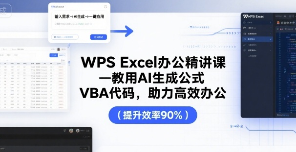 WPS Excel办公精讲课，教用 AI 生成公式，VBA 代码，助力高效办公-旺仔资源库