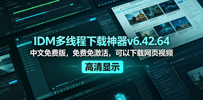 IDM多线程下载神器v6.42.64中文免费版,免费免激活,可以下载网页视频(例如飞书文档内的视频)-旺仔资源库