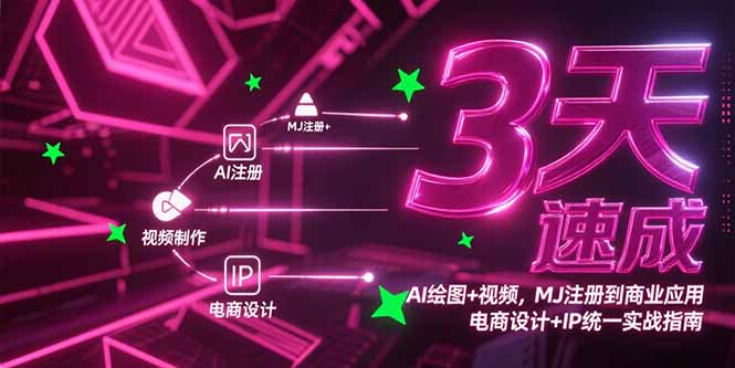 3天速成AI绘图+视频，MJ注册到商业应用，电商设计+IP统一实战指南-旺仔资源库