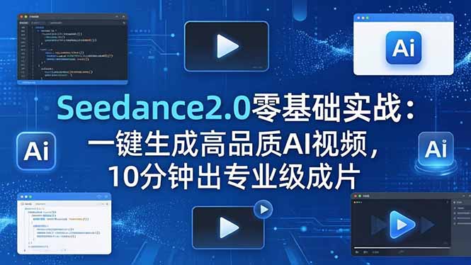 Seedance2.0零基础实战：一键生成高品质AI视频，10分钟出专业级成片-旺仔资源库