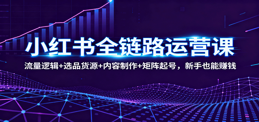 小红书全链路运营课：流量逻辑+选品货源+内容制作+矩阵起号，新手也能赚钱-旺仔资源库