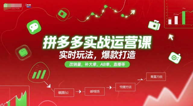 拼多多实战运营课，实时玩法，爆款打造，改销量，补大单，AB单，直播等(更新2025月)-旺仔资源库