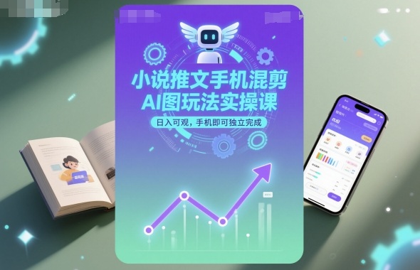 小说推文手机混剪AI图玩法实操课，日入可观，手机即可独立完成-旺仔资源库