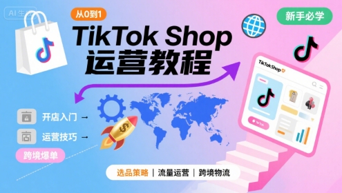 TikTok Shop从0到1运营教程，TikTok跨境电商新手必学课程-旺仔资源库