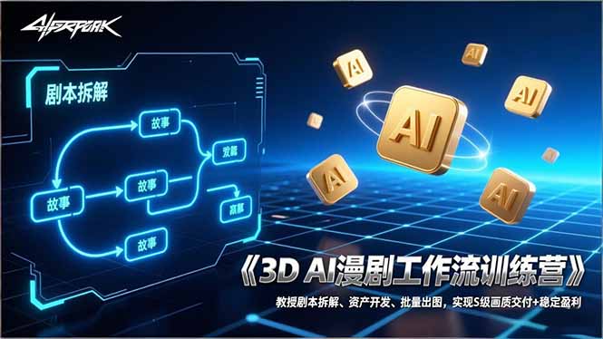 3D AI漫剧工作流训练营：教授剧本拆解、资产开发、批量出图，实现S级画质交付+稳定盈利-旺仔资源库