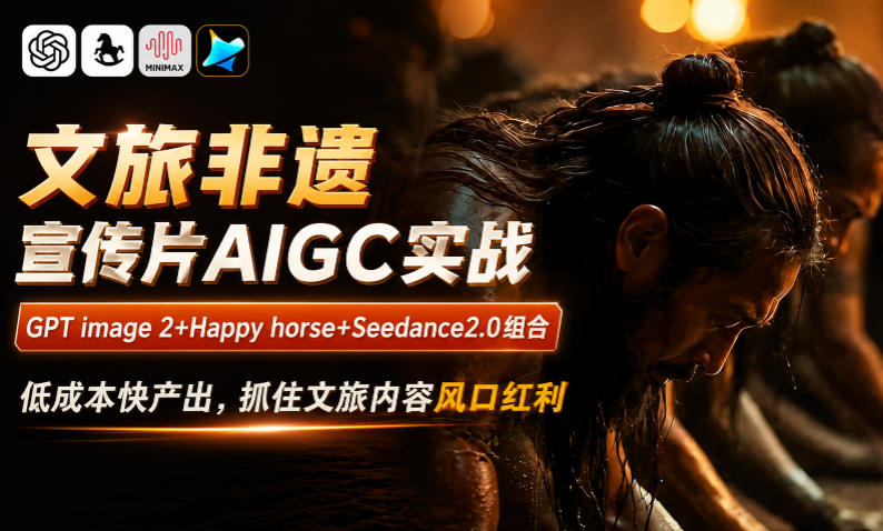 文旅非遗宣传片AIGC实战,GPT image 2+Happy horse+Seedance2.0组合,低成本快产出,抓住文旅内容风口红利-旺仔资源库