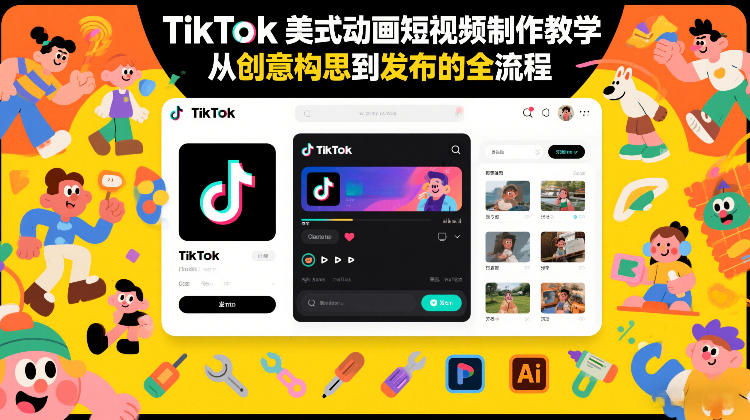 TikTok美式动画短视频制作教学，从创意构思到发布的全流程-旺仔资源库