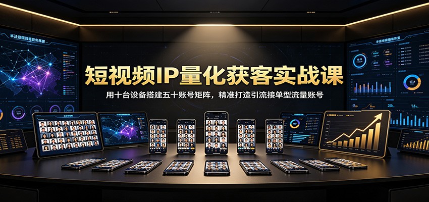 短视频IP量化获客实战课:用十台设备搭建五十账号矩阵,精准打造引流接单型流量账号-旺仔资源库