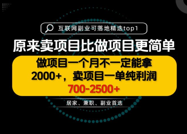 一单利润700-2.5K+,为什么我们要卖项目而不是做项目,我们普通人应该怎样开始?【揭秘】-旺仔资源库