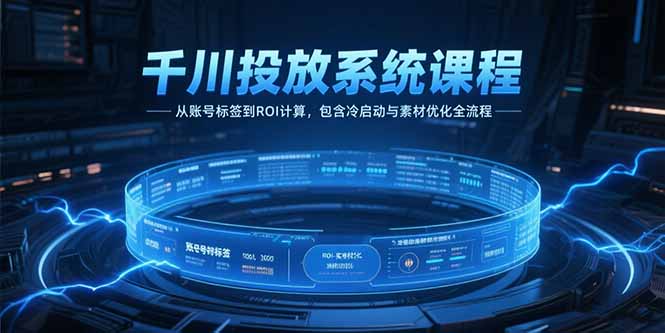 千川投放系统课程，从账号标签到ROI计算，包含冷启动与素材优化全流程-旺仔资源库