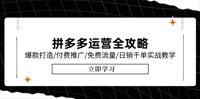 拼多多运营全攻略，爆款打造/付费推广/免费流量/日销千单实战教学/6月更新-旺仔资源库