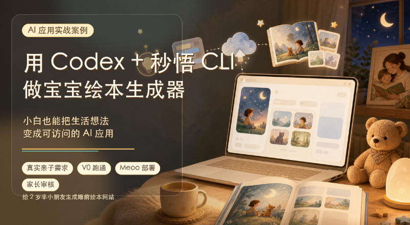 AI应用实战案例,用Codex+秒悟CLl做宝宝绘本生成器,小白也能把生活想法变成可访问的AI应用-旺仔资源库