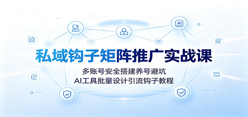 私域钩子矩阵推广实战课：多账号安全搭建养号避坑，AI工具批量设计引流钩子教程-旺仔资源库