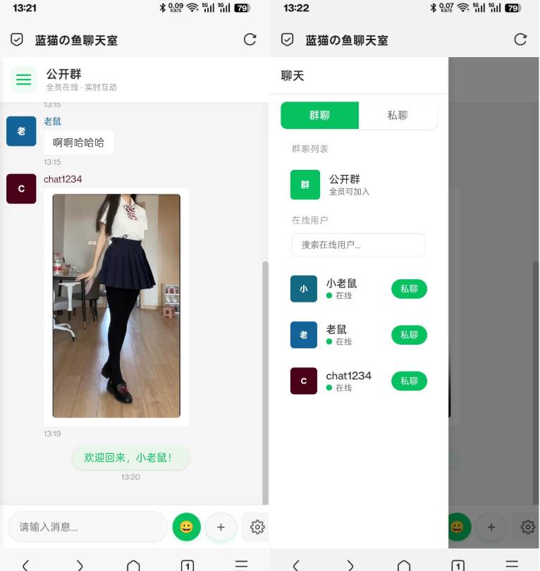 PHP实时消息聊天室源码 聊天APP源码 H5网页聊天室 PHP+WebSocket-旺仔资源库