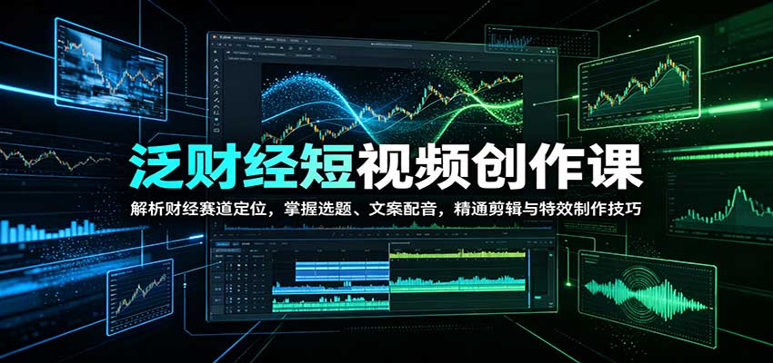 泛财经短视频创作课：解析财经赛道定位，掌握选题、文案配音，精通剪辑与特效制作技巧-旺仔资源库