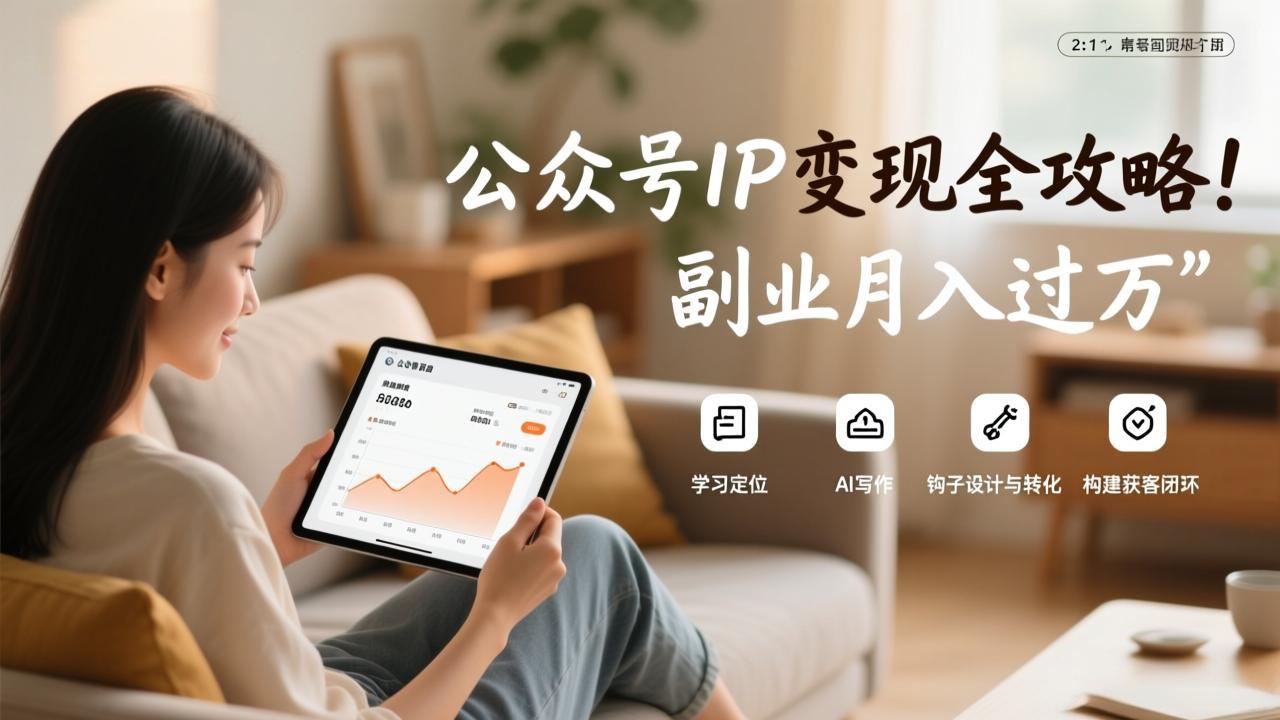 公众号IP变现全攻略，学习定位、AI写作、钩子设计与转化，构建获客闭环，副业月入过万-旺仔资源库