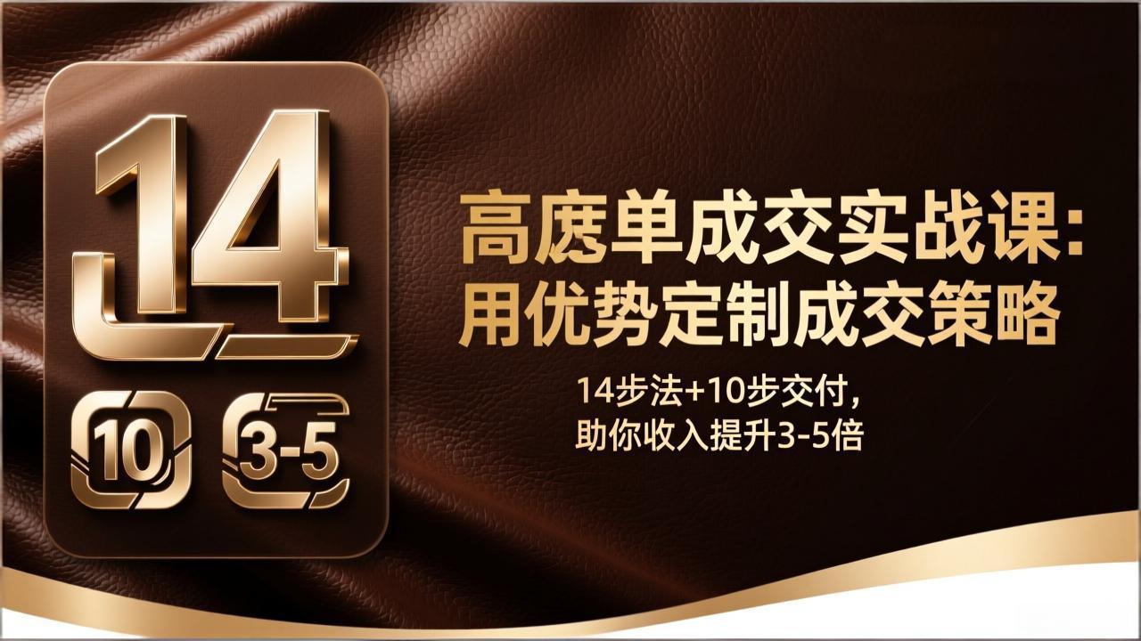 高客单成交实战课：用优势定制成交策略，14步法+10步交付，助你收入提升3-5倍-旺仔资源库