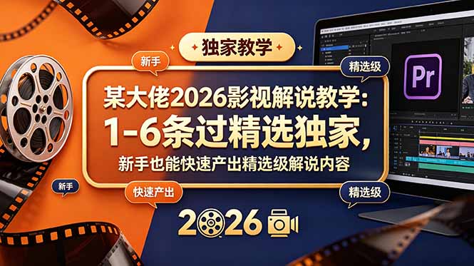 某大佬2026影视解说教学:1-6条过精选独家,新手也能快速产出精选级解说内容-旺仔资源库