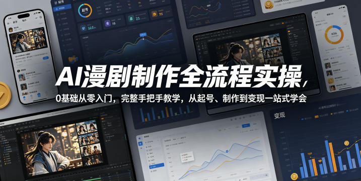 AI漫剧制作全流程实操，0基础从零入门，完整手把手教学，从起号、制作到变现一站式学会-旺仔资源库