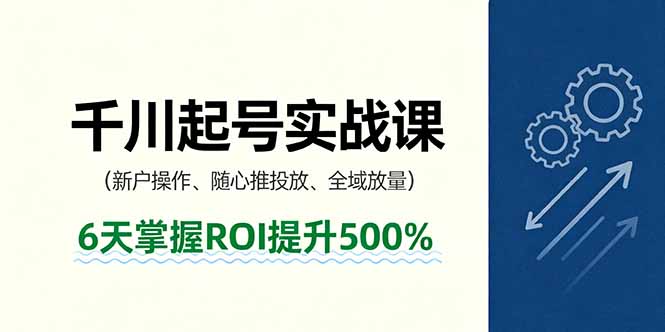抖音千川起号实战课，新户操作,随心推投放,全域放量，6天掌握ROI提升500%-旺仔资源库