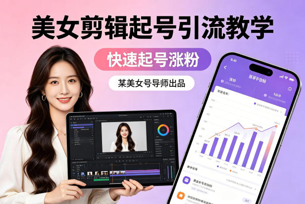 某美女号导师出品：美女剪辑起号引流教学，快速起号涨粉-旺仔资源库