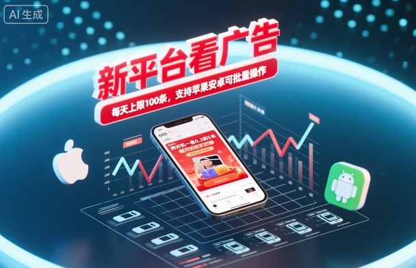 新平台看广告，养好机一条0.3到5米，每天上限100条，支持苹果安卓可批量操作-旺仔资源库